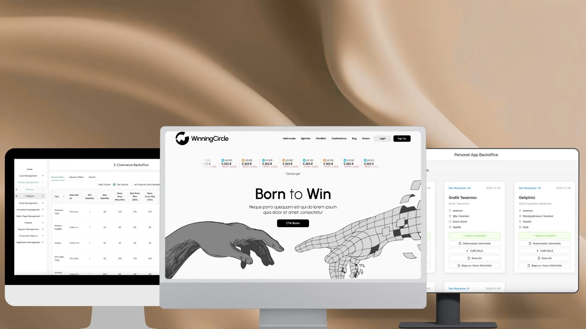 The WinningCircle site running on a desktop screen