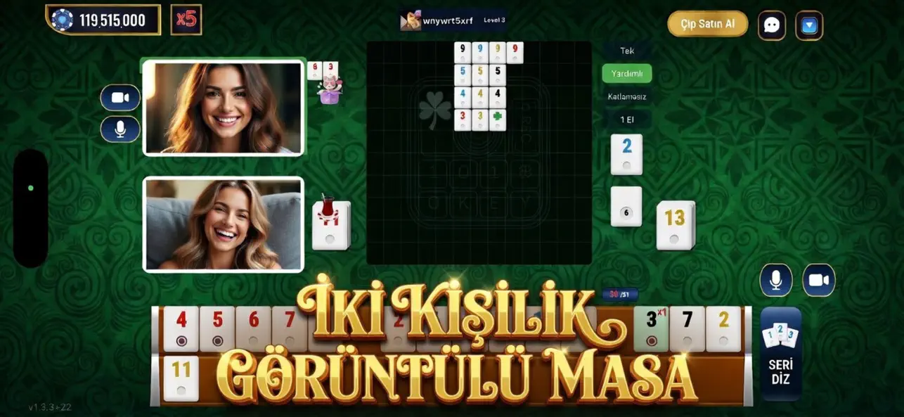 Okey 101 Görüntülü game screen 3
